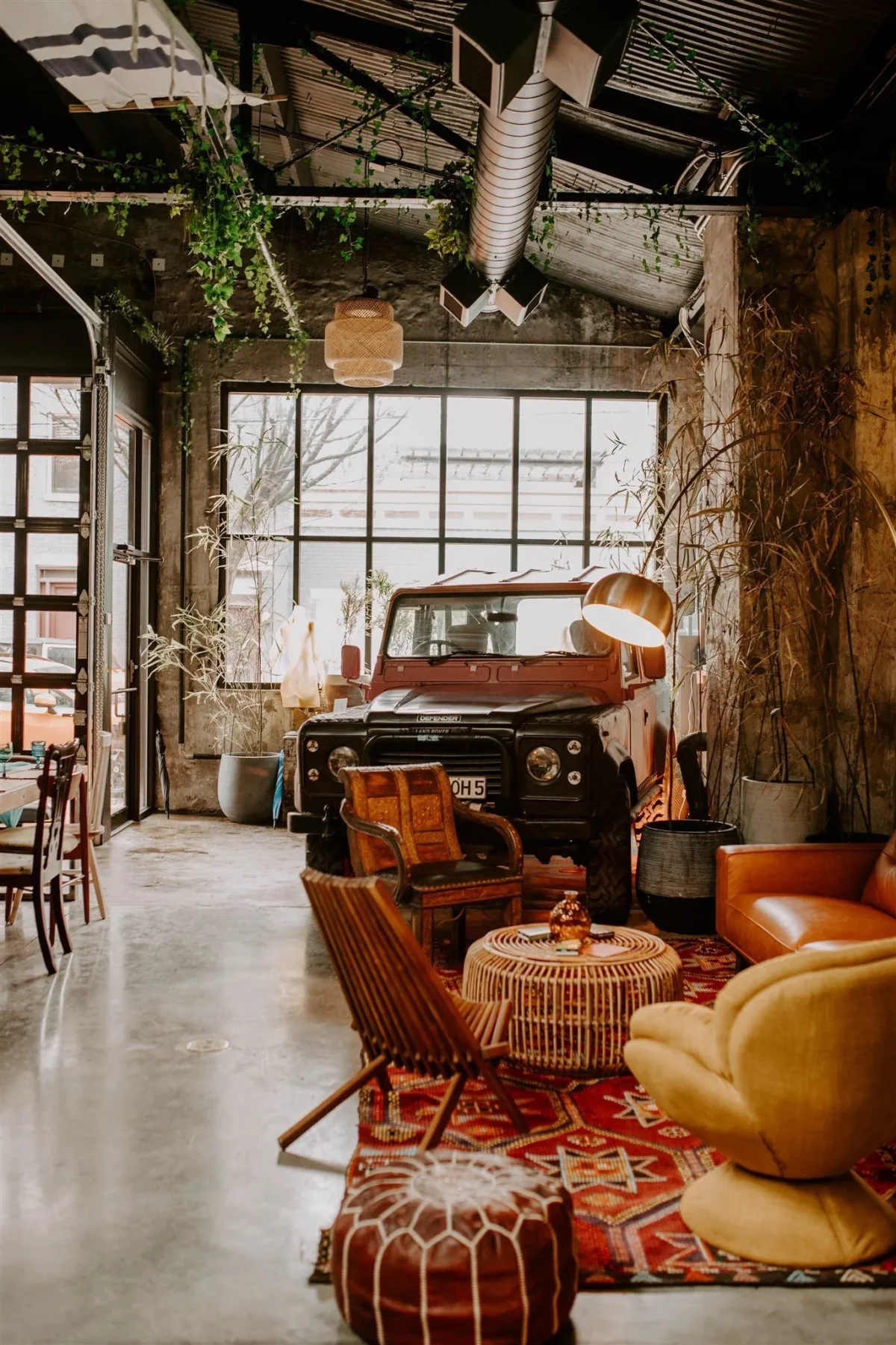 Historic industrial architecture of Cincinnati wedding venue with exposed brick and steel beams